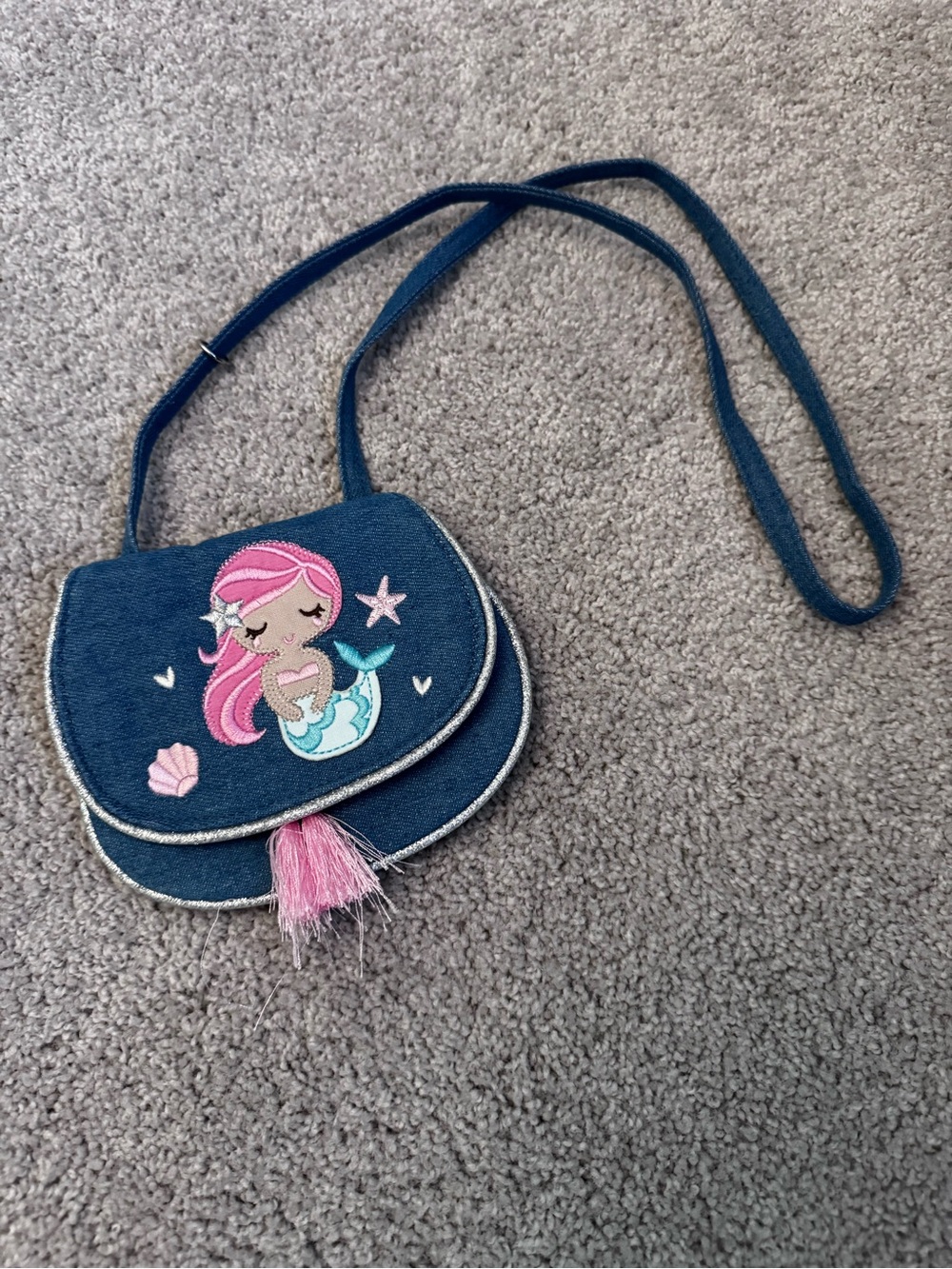 Earth Nymph Mermaid Kids Crossbody Bag, Blue, Small